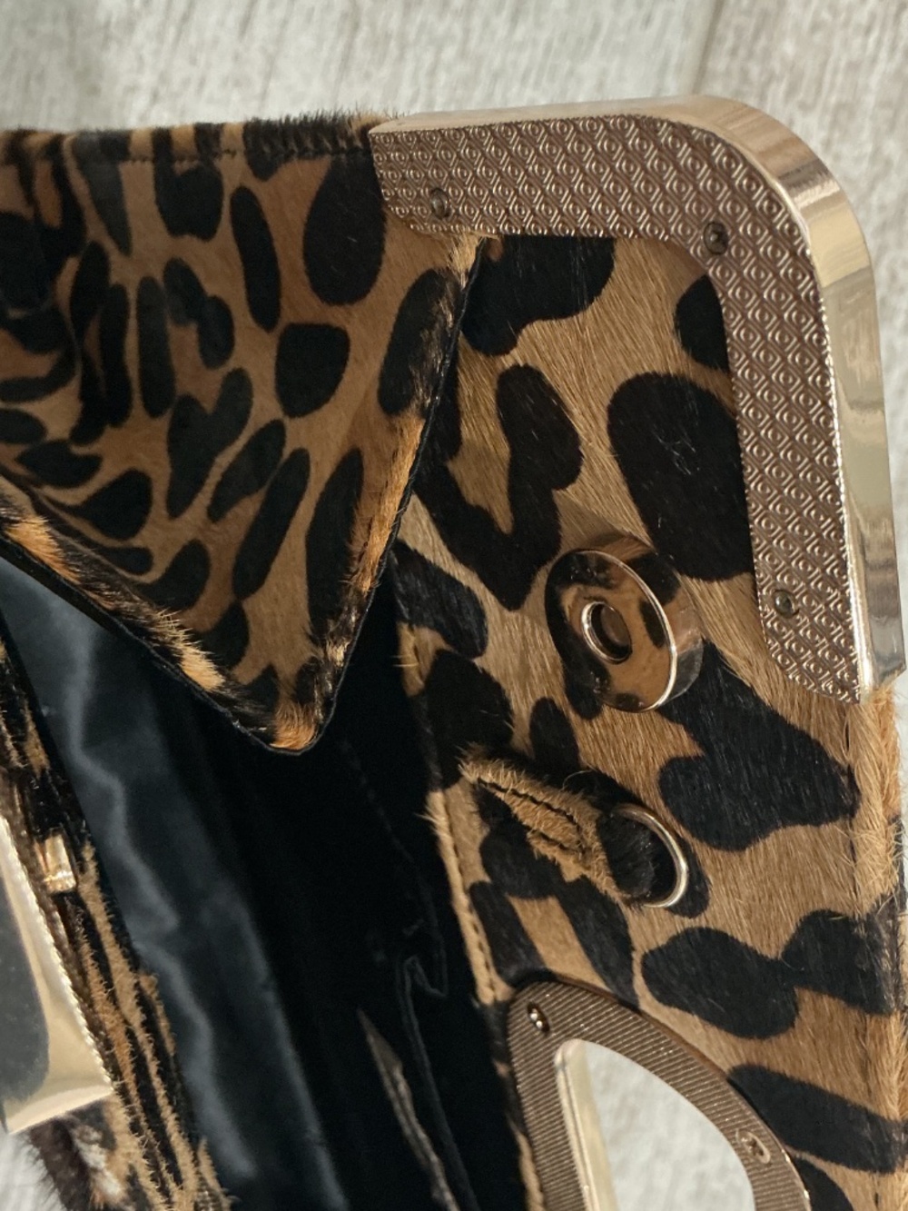 Leopard Print Handheld Clutch Bag - Brown/Black - Picture 13 of 14